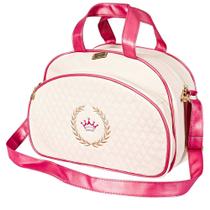 Bolsa Maternidade Coroa Palha Com Pink M com Ursinho Chaveiro - 01 Peça- Coleção Puppi