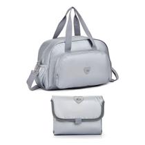Bolsa Maternidade E Trocador Tecido Metálico Mala Mamãe Bebê - Denlex Bolsa Maternidade E Trocador Tecido Metálico Mala Mamãe Bebê - Denlex