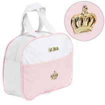 Bolsa Maternidade Feminina Rosa e Branca p Bebê Reborn Luxo