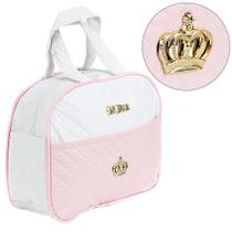 Bolsa Maternidade Feminina Rosa e Branca p Bebê Reborn Luxo