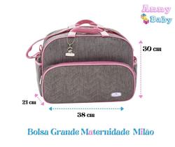 Bolsa Maternidade Grande Milão Cinza/Rosa - BMG0003