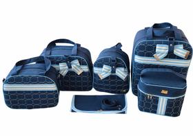 Bolsa Maternidade Jeans Malão 6 Peças Azul Marinho