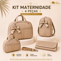 Bolsa Maternidade Kit 4 Peças Mochila, Frasqueira e Trocador Coleção Essência