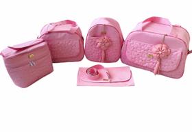 Bolsa Maternidade Kit Completo 5 Peças material sintético Rosa Bebê