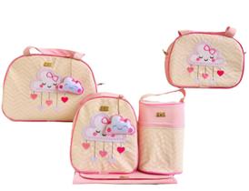Bolsa Maternidade Kit Completo 5 Peças material sintético Rosa Nuvem