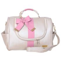 Bolsa Maternidade Laço Belle Champanhe e Rosa