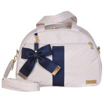Bolsa Maternidade Laço Luxo Off White e Marinho