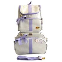 Bolsa Maternidade Laços c/ Mochila em Linho Sintético Luxo Bolsa Maternidade Laços c/ Mochila em Linho Sintético Luxo