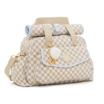 Bolsa Maternidade Lequiqui Escocesa Colour Grande - Xadrez Cru c/ Azul Bolsa Maternidade Lequiqui Escocesa Colour Grande - Xadrez Cru c/ Azul
