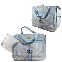 Bolsa Maternidade Luxo Azul com Coroa Espaçosa e Elegante Bolsa Maternidade Luxo Azul com Coroa Espaçosa e Elegante