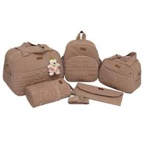 Bolsa maternidade luxo kit 5 Rosê impermeável chaveiro urso