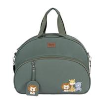Bolsa Maternidade M Safari Verde Musgo Bordado Com Bolso Frontal - 01 peça