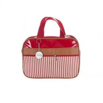 Bolsa Maternidade Média Vermelho Listras c/ Medalha - 1pç