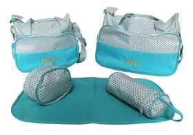Bolsa Maternidade Multifuncional Bebê Menino Menina Trocador Azul