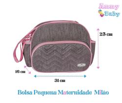 Bolsa Maternidade Pequena/Media Milão Cinza/Rosa - BMP0006