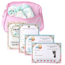 Bolsa Maternidade Rosa 02 Fraldas e Certificados para Boneca