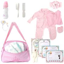 Bolsa Maternidade Rosa C Roupa+Acessórios+Fralda Bebê Reborn