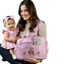 Bolsa Maternidade Rosa Com Ciclista Charme e Praticidade p/Dia a Dia