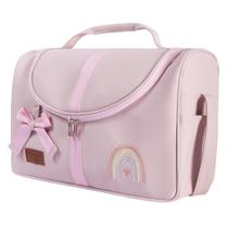 Bolsa Maternidade Rose Arco Íris Bordado Com Bolso Lateral Bolsa Maternidade Rose Arco Íris Bordado Com Bolso Lateral