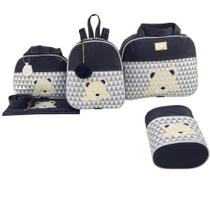 Bolsa maternidade urso 5 peças chevron marinho Bolsa maternidade urso 5 peças chevron marinho