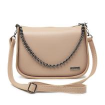 Bolsa Média Crossbody Transversal Alça Ajustável Corrente Nude
