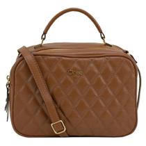 Bolsa Média de Couro com 2 Zípers e Alça Transversal - Classe Couro - Caramelo