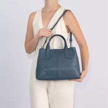 Bolsa Media em Couro Azul Produndo