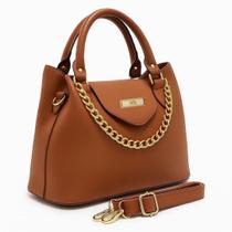 Bolsa Média Feminina Detalhes De Corrente Com Alça Transversal E Divisórias