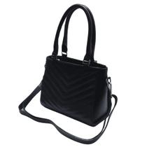 Bolsa Média Hand Bag Couro Preto