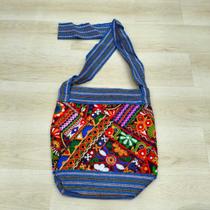Bolsa Média Indiana Bordada Tecido Patchwork Sem Zíper -