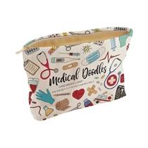 Bolsa Médica De Maquiagem Leve Em Corduroy Com Estampa De Grafite, Multi Funcional Para
