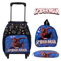 Bolsa Menino Infantil Creche + Lancheira + Estojo Spider Man