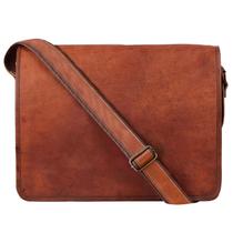 Bolsa Mensageira de Couro Vintage Rustic Town para Laptop 15 Polegadas