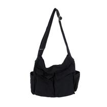 Bolsa Mensageira Feminina GAXOS - Estilo Vintage Preto em Canvas