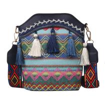 Bolsa Messenger Boho Chic Tassel Canvas Crossbody para mulheres Bolsa Messenger Boho Chic Tassel Canvas Crossbody para mulheres