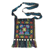 Bolsa Messenger Boho Patchwork Design em tela jeans reversível