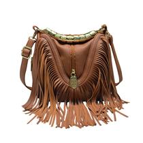 Bolsa Messenger Bolsa de ombro de couro grande Boho Fringe
