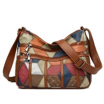 Bolsa Messenger Colorblock Soft PU de couro 27x11x19cm Bolsa Messenger Colorblock Soft PU de couro 27x11x19cm