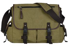 Bolsa Messenger CROCOD Vintage Canvas para laptop 15,6" verde