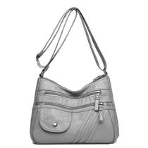 Bolsa Messenger de couro com vários bolsos para mulheres 26x9x17cm