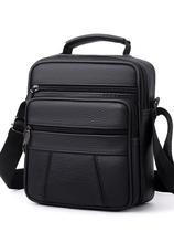 Bolsa Messenger de couro genuíno para homens, ombro elegante, 17x8x22cm