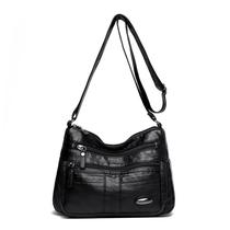 Bolsa Messenger de couro macio com vários bolsos 26x9x18,5 cm Bolsa Messenger de couro macio com vários bolsos 26x9x18,5 cm