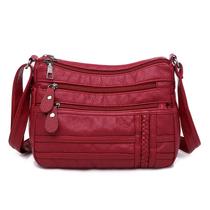 Bolsa Messenger de couro macio de grande capacidade para mulheres, vermelha Bolsa Messenger de couro macio de grande capacidade para mulheres, vermelha