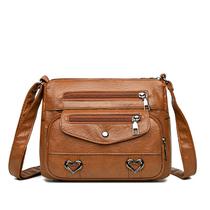Bolsa Messenger de couro macio de ombro com vários bolsos 300g