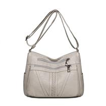 Bolsa Messenger de couro macio para mulheres, ombro multicamada B