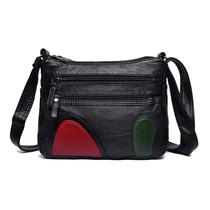 Bolsa Messenger de couro macio vintage preta
