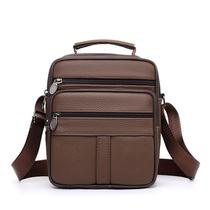 Bolsa Messenger de couro para homens, ônibus 17x8x22cm, marrom