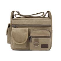 Bolsa Messenger de lona para homens de grande capacidade, multicamada