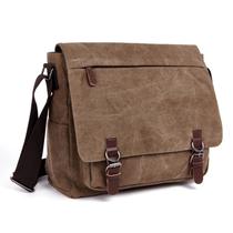 Bolsa Messenger de lona para homens em estilo retrô 33x10x28cm