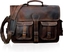 Bolsa Messenger em couro cuero para homens, laptop de 14 polegadas, marrom